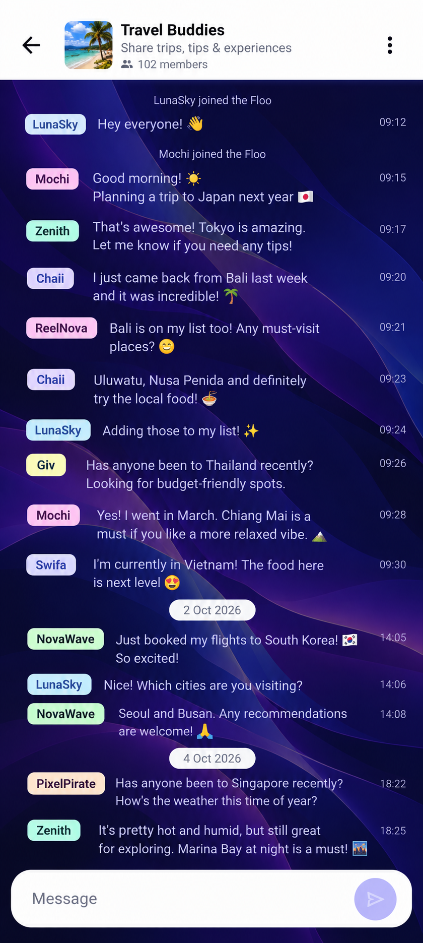 Flooca Floo group conversation